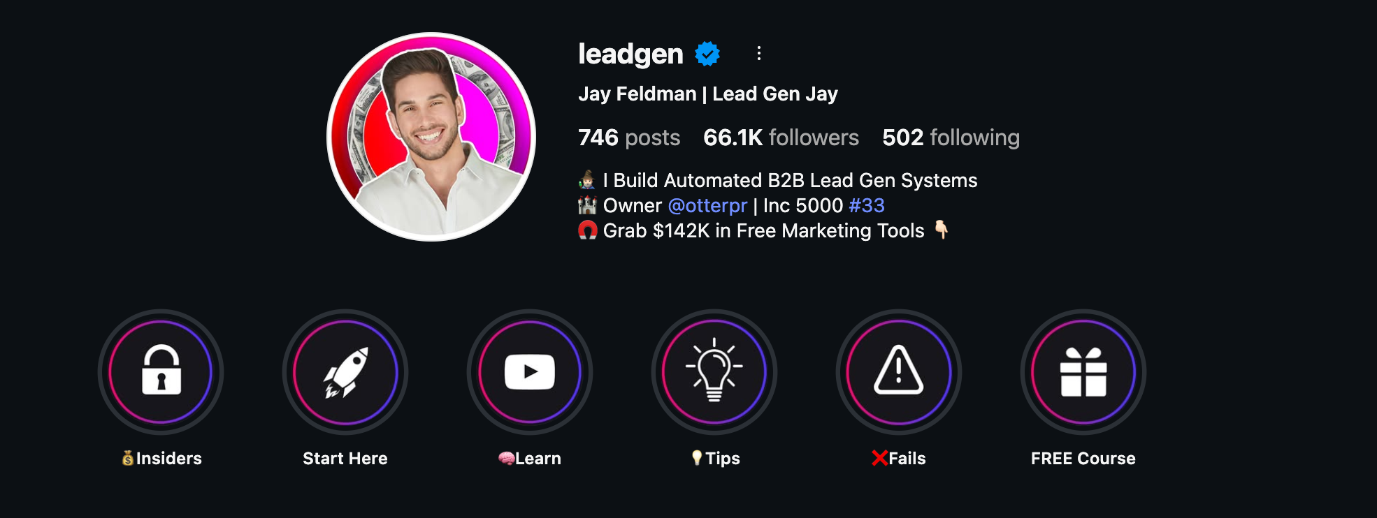 Jay Feldman Instagram @leadgen 66.1K followers, 746 posts