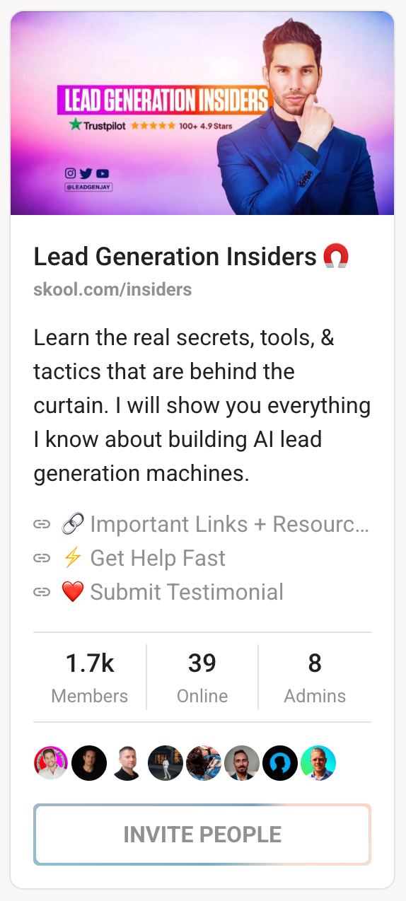Lead Generation Insiders Skool Community 1.7K members, $1,497
